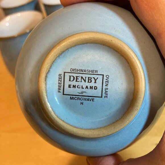 Denby Colonial Blue 2 Cups, Creamer, and Sugar Bowl - Picture 12 of 12